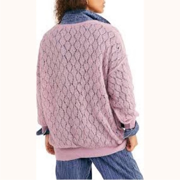FREE PEOPLE Lilac Say Hello Oversized Tunic Sweater Size M - Picture 4 of 14